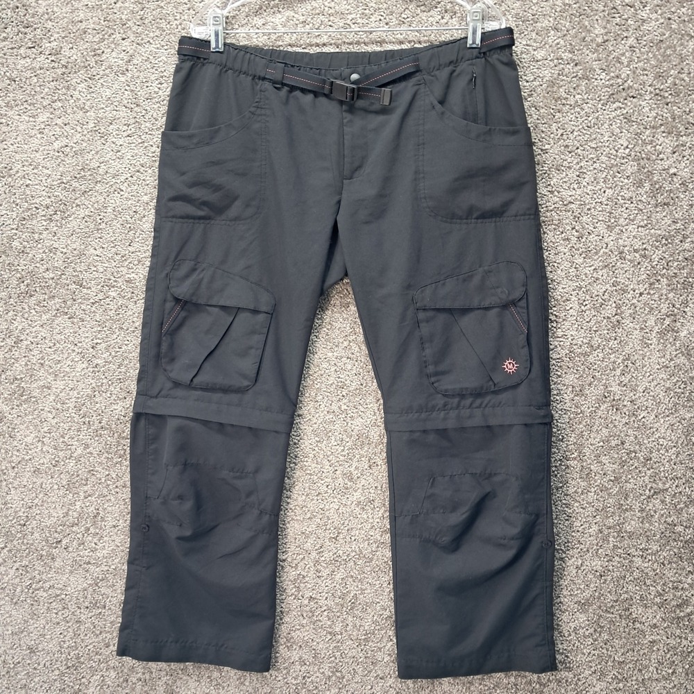 Magellan Sportswear Mens 36 Black Convertible Cargo Hiking Pants Zip Off Legs